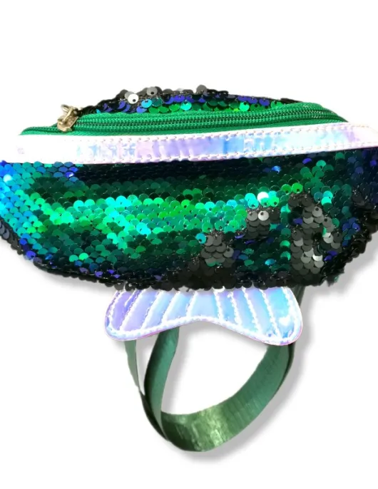 fanny pack glitter green tail