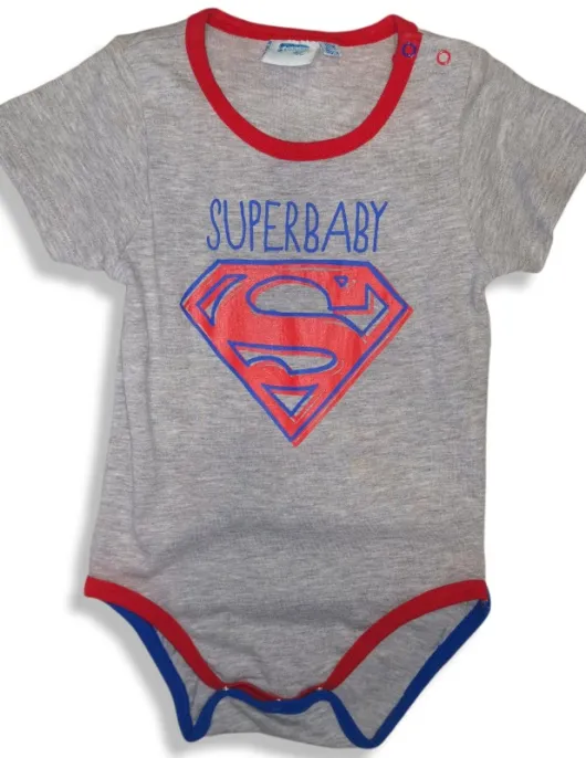 baby romper shorts gray superman 3-24