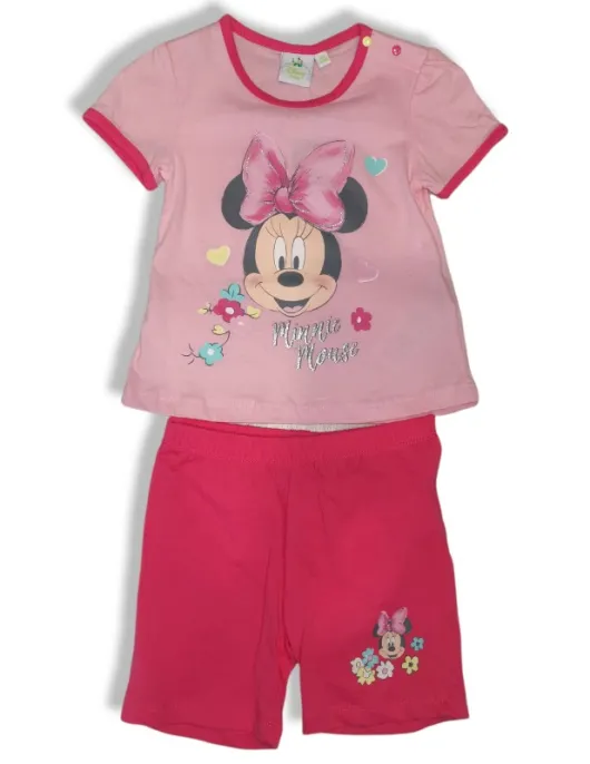 baby girl set t-shirt shorts minnie pink 3-24